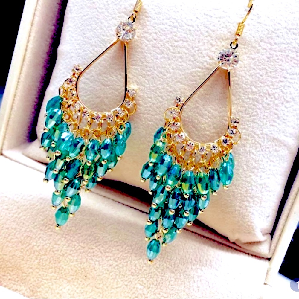 Bohemian Crystal Bugle Waterfall Earrings
